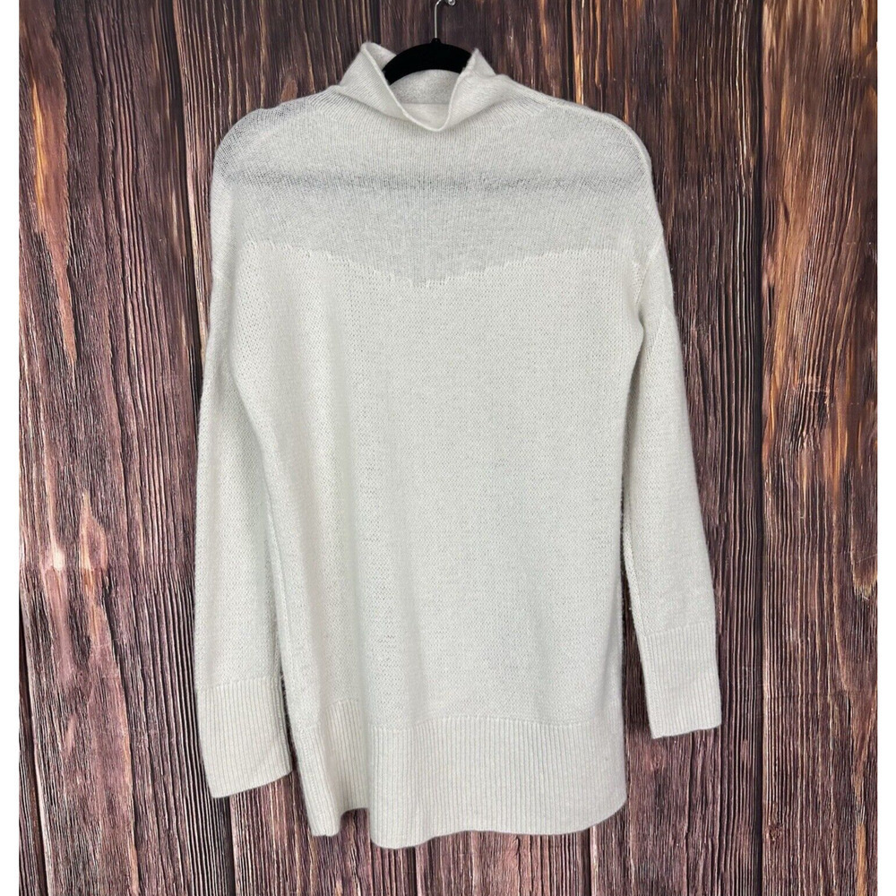 Nordstrom Cream Ivory Mock Neck Tunic Sweater 100% Cashmere Size Medium M